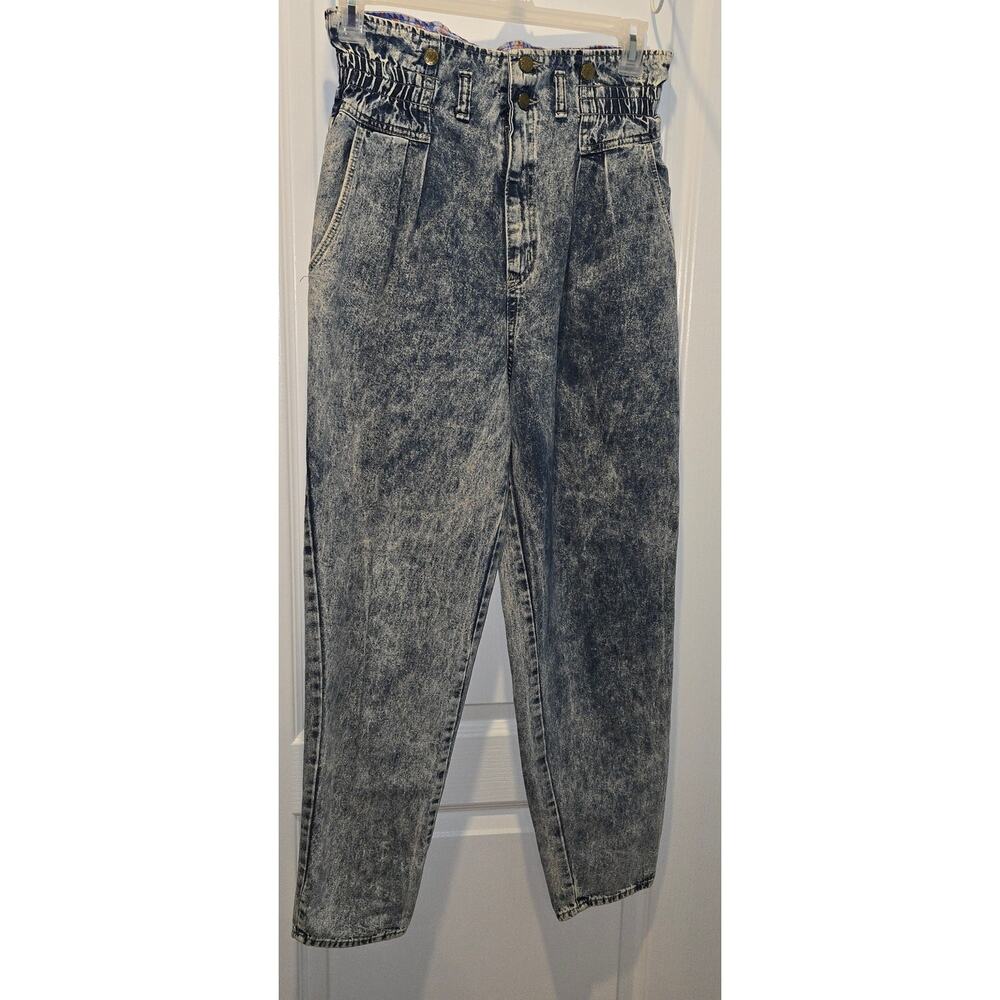 Vintage Stuffed Shirt Acid wash high rise paperbag jeans